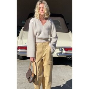 Helsa Talena V Neck Sweater in Light Oat XS  Retails $230